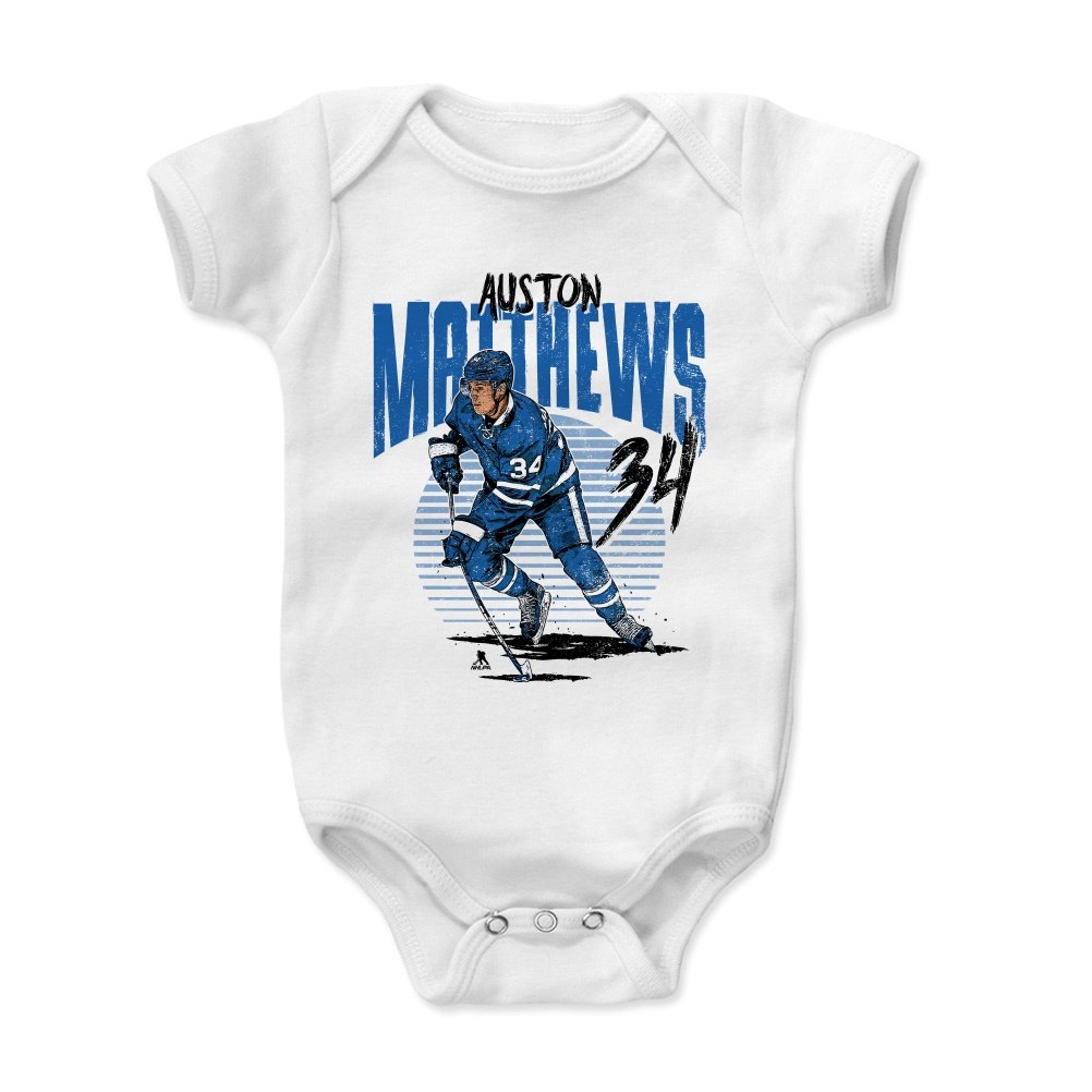 500 LEVEL Auston Matthews Baby Infant One Piece Bodysuit (12M, White) - Auston Matthews Rise B