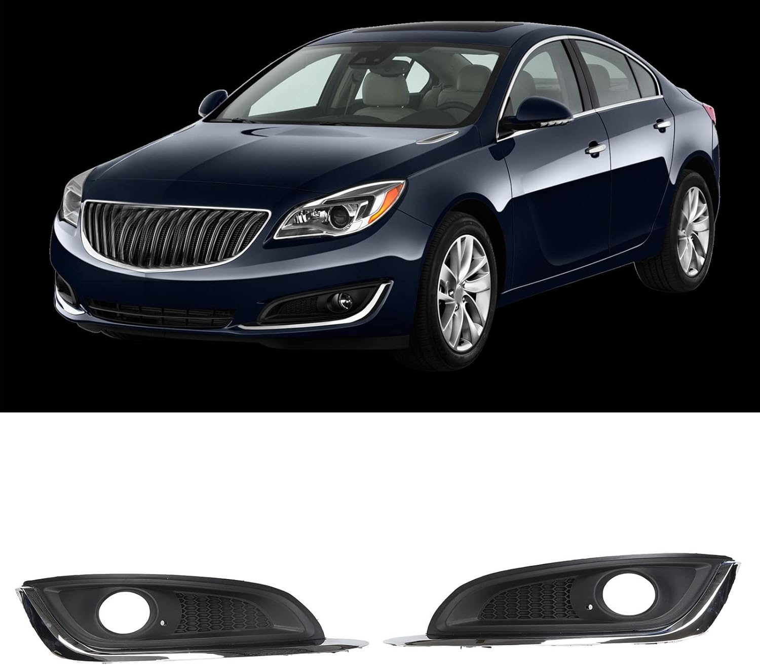 Aramox Fog Light Cover Trim, 23142357 23142358 Compatible with 2014-2017, 1 Pair of Left Right Side Front Bumper Fog Light Bezel Cover Trim, Fog Lamp Bezel Trim for Bumper