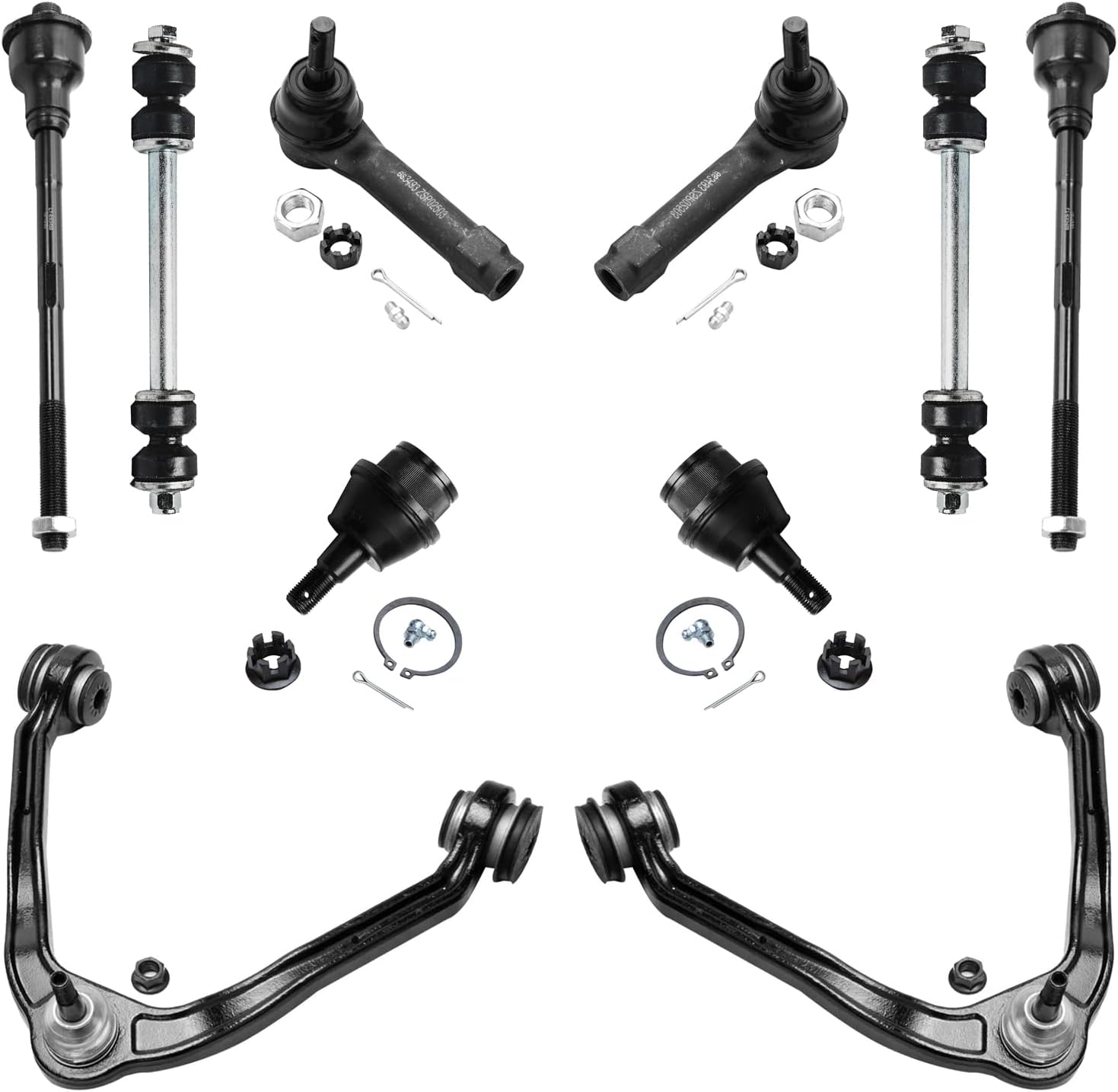 Detroit Axle - Front Upper Control Arm w/Ball Joint + Sway Bar + Ball Joint Replacement for Escalade Chevy GMC Silverado Sierra Yukon XL 1500