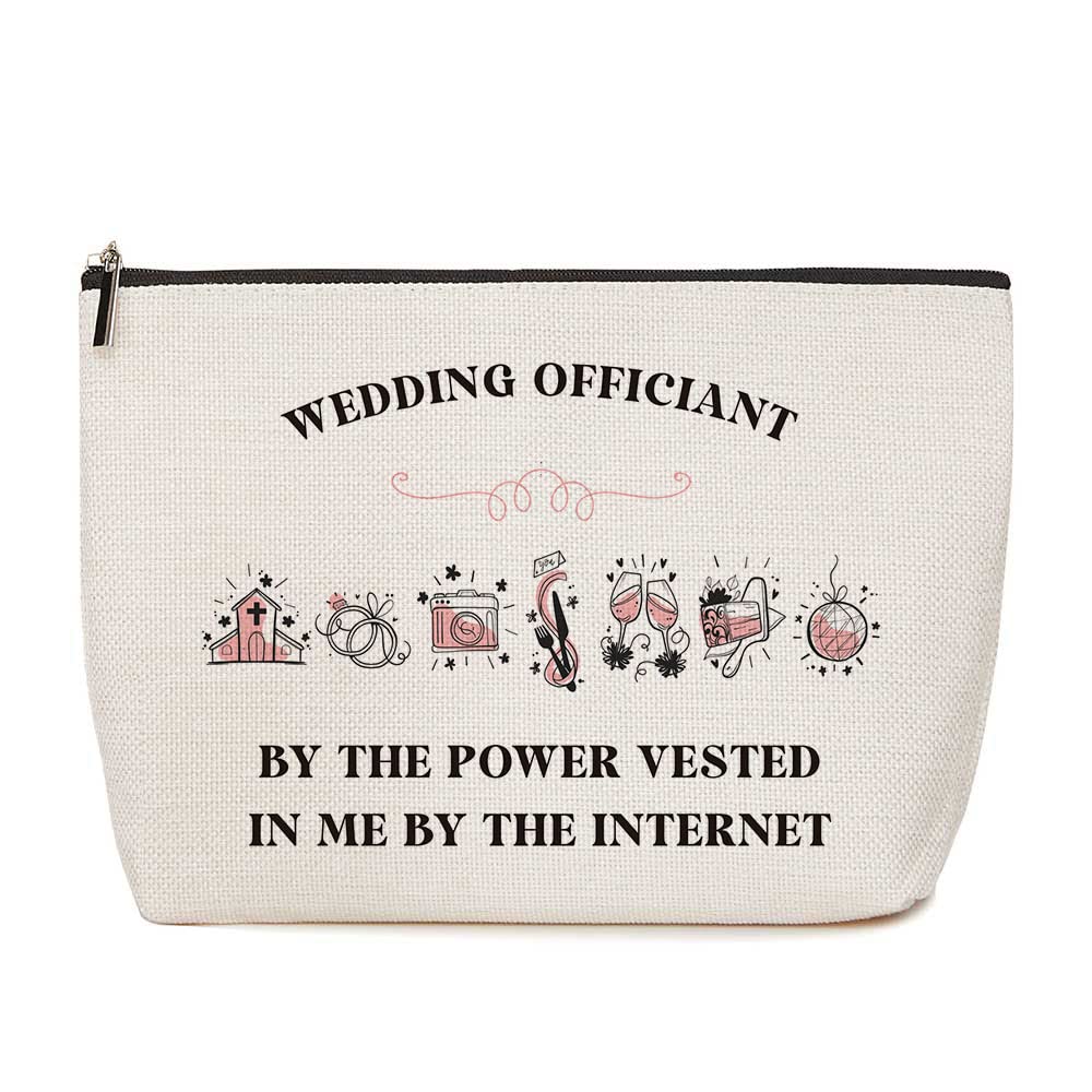 Funny Wedding Officiant Gift Officiant Proposal Gift Bridal Party Gifts for Women Her Bestie Friends Wife Fun Birthday Christmas Wedding Officiant by The Power Vested Travel Makeup Bag Cosmetic Pouch