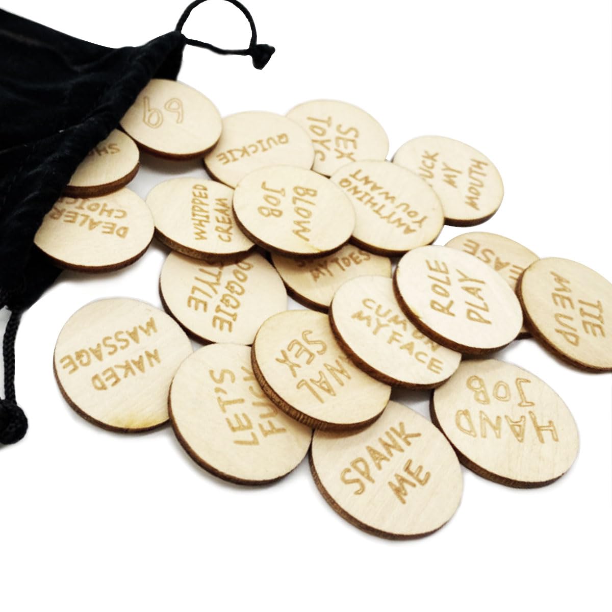 20Pcs Funny Tokens for Sex Date Night Activities - Wooden Couples Tokens for Romantic Gifts
