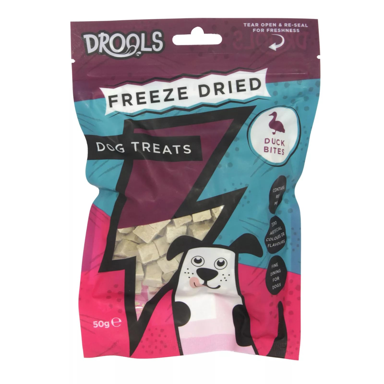 Drool's Freeze-Dried Duck Breast Bites 50g Dog Treats - Resealable Pack - Low Fat - High in Protein