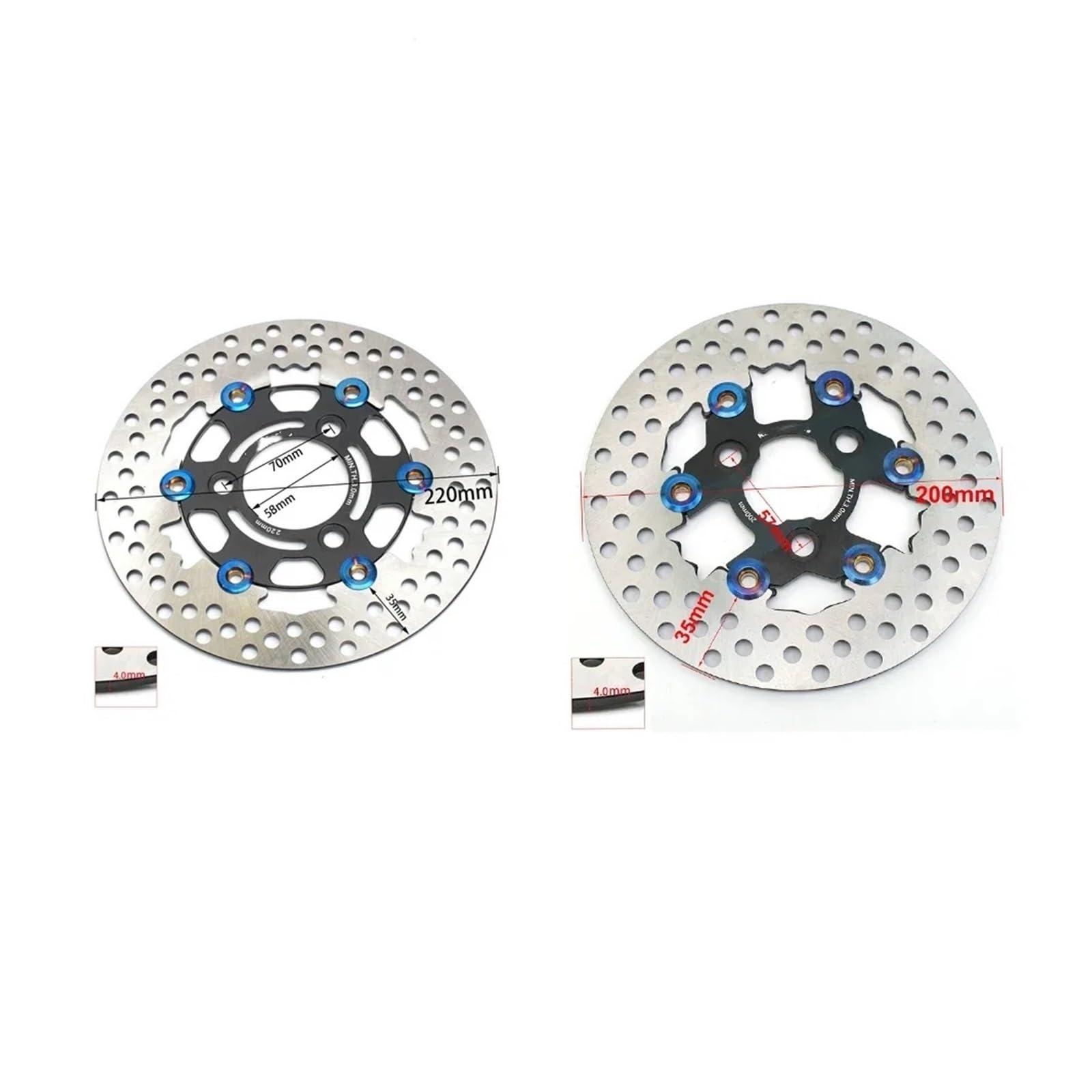 Disco freno flottante 200mm 220mm Moto Scooter Pinze Freno Disco 57mm 70mm Staffa Adattatore Pompa Per Aerox BWS RSZ(Black 220mm)