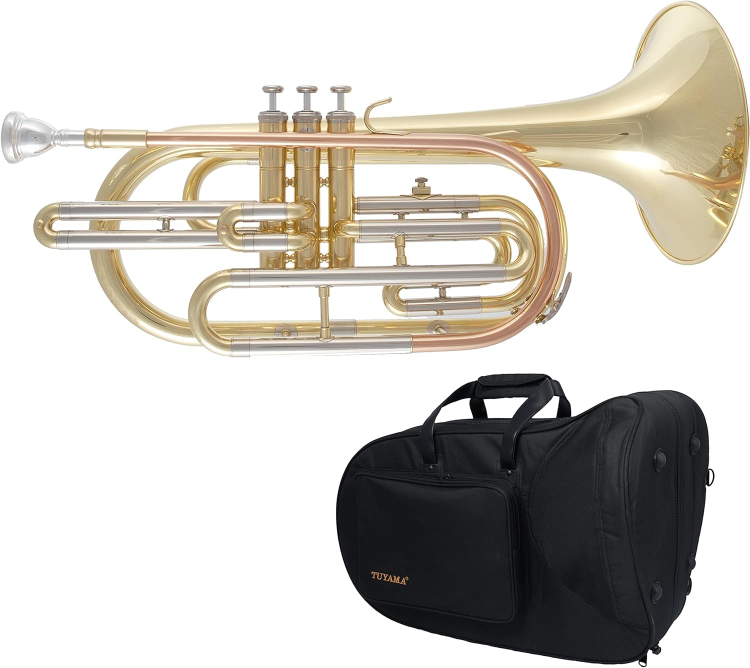 TMP-377 Basstrompete in B - Marching Posaune mit Goldmessing-Mundrohr - Marschposaune in Bb