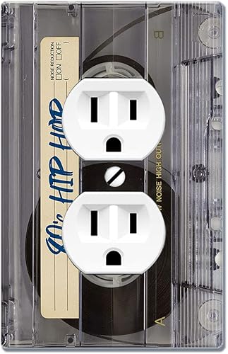 WIRESTER Placa de pared dúplex con cubierta de salida - Cinta de casete transparente retro Hip Hop