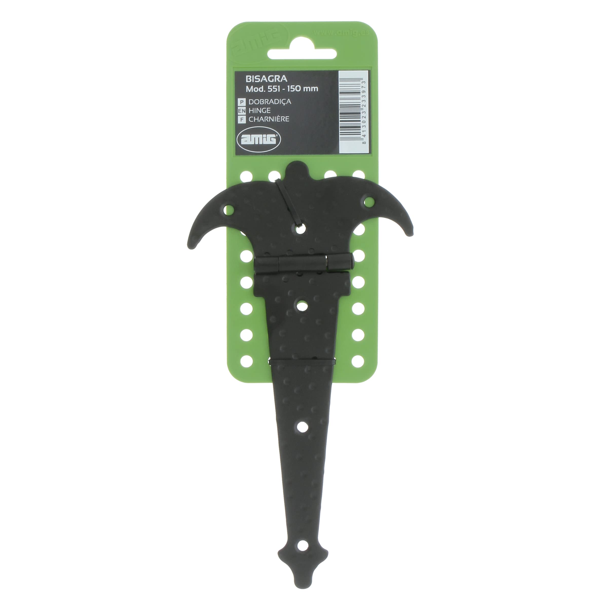 Amig - Charnière Renforcée - Deux Pales - Noir - Acier Pointillé