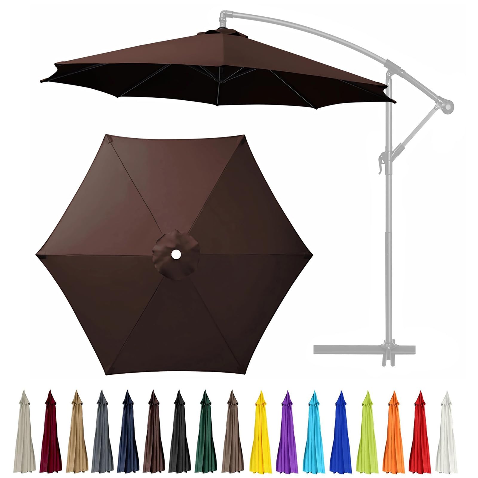 GLDDFDG 9ft 6 Rib Patio Umbrella Replacement Canopy