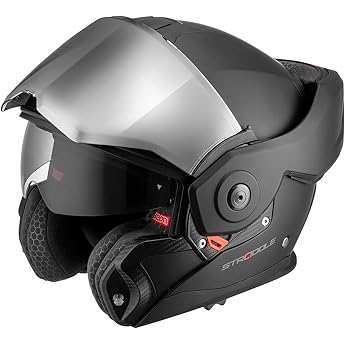 BEON Stradale Motorradhelm Klapphelm &ndash; Systemhelm mit Visier &amp; Sonnenblende, 180&deg; Flip-Up Integralhelm f&uuml;r Damen &amp; Herren, Ro