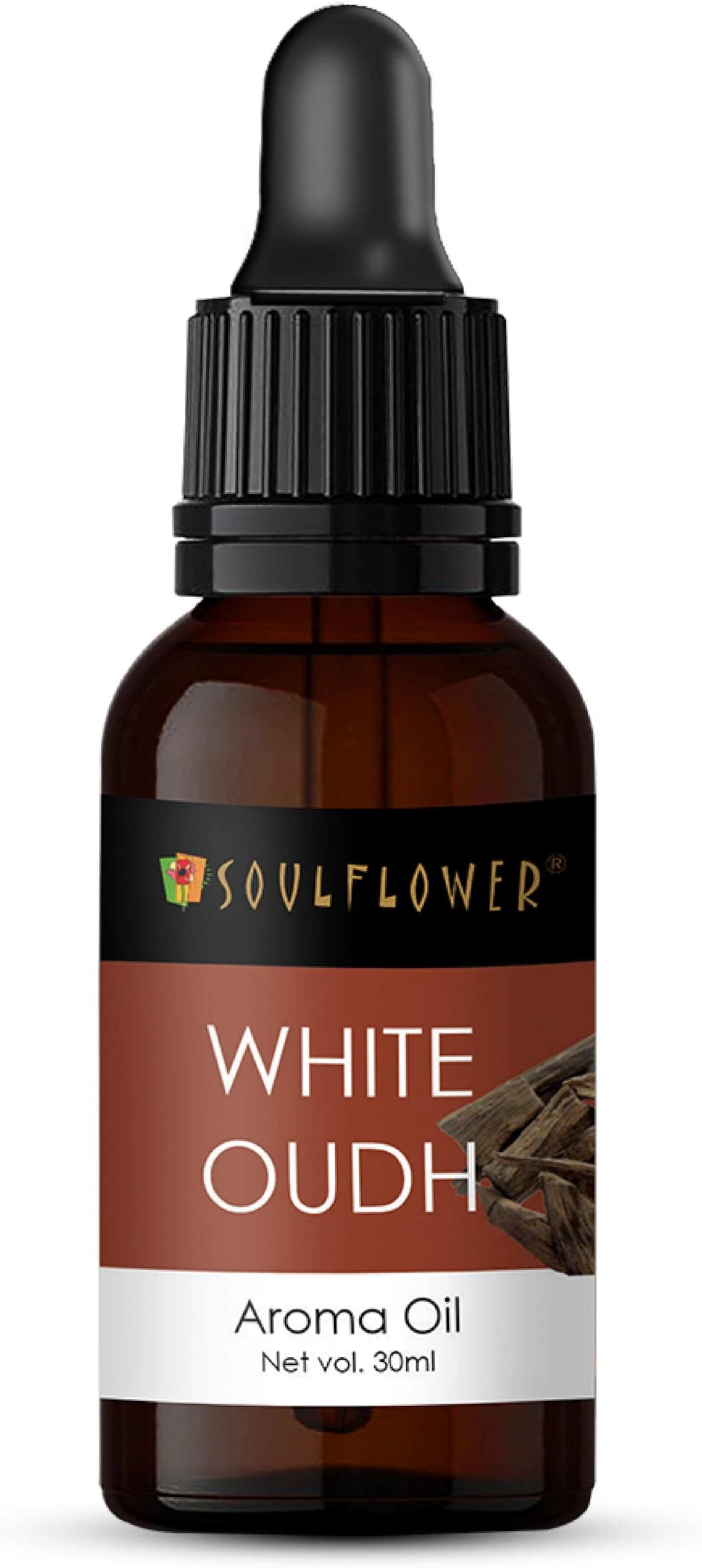 Soulflower White Oudh Aroma Oil 30 ml (3 cm x 3 cm x 8 cm, Brown)