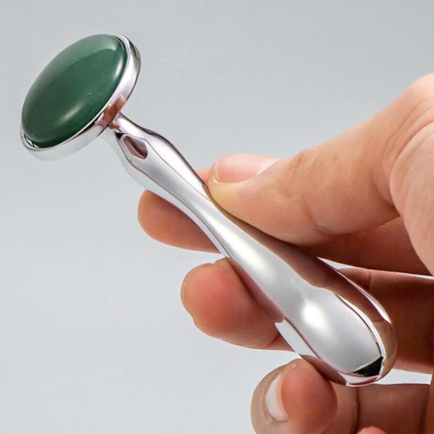 Jade Ice Roller, Stone Face Massager for Lifting Puffiness Relief | Zinc Handle Skincare, Skincare Absorption. Eye Facial Roller Tool for Dark Circles, Spa Beauty Tool, Travel Size