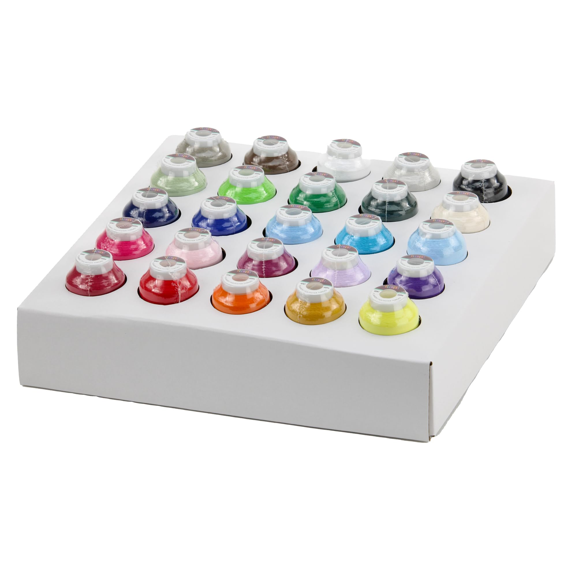 ELEMENT Rainbow Pack | Bandeja de 25 bobinas | Hilo de bordado a máquina | Bobina de 1000 m | 40 W (mate)