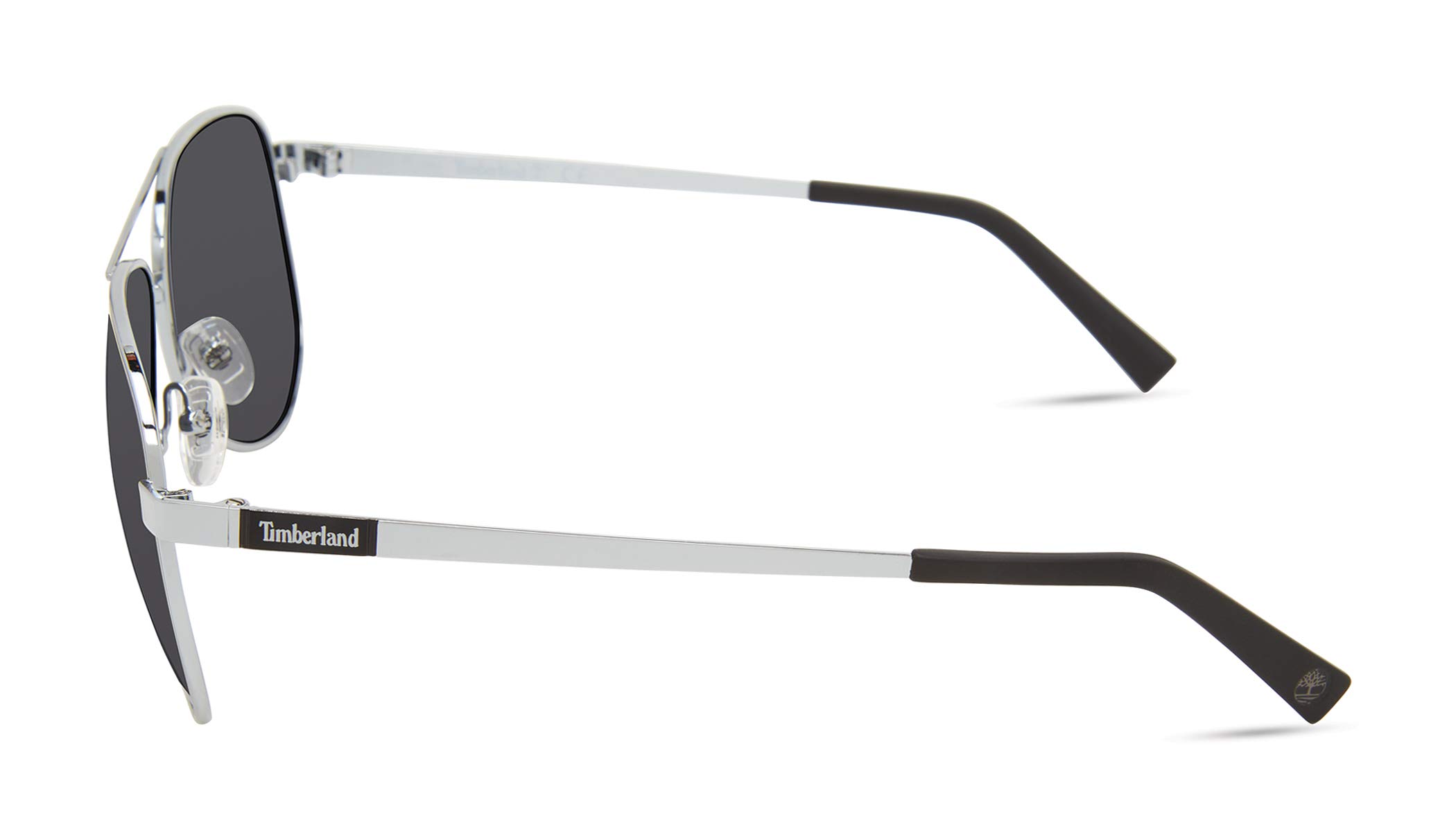 Timberland TBA9267 Herren Sonnenbrille, Casual Sonnenbrille aus leichtem Metall, Pilotenform, Rauch polarisierte Gläser, glänzendes Gewehrgrau.