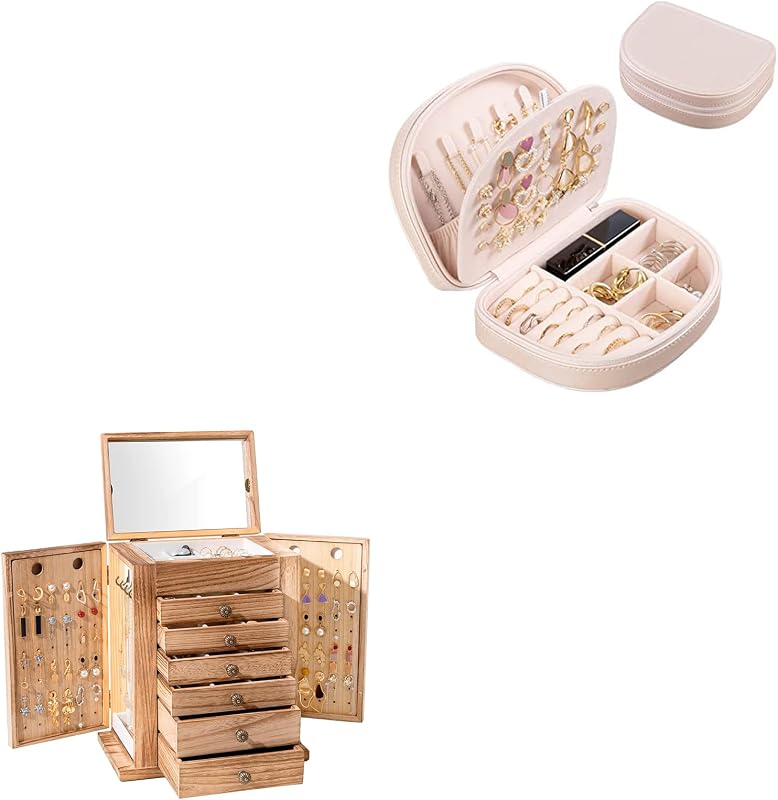 ProCase Paquete de joyero de tamaño de viaje con joyero grande de 7 capas