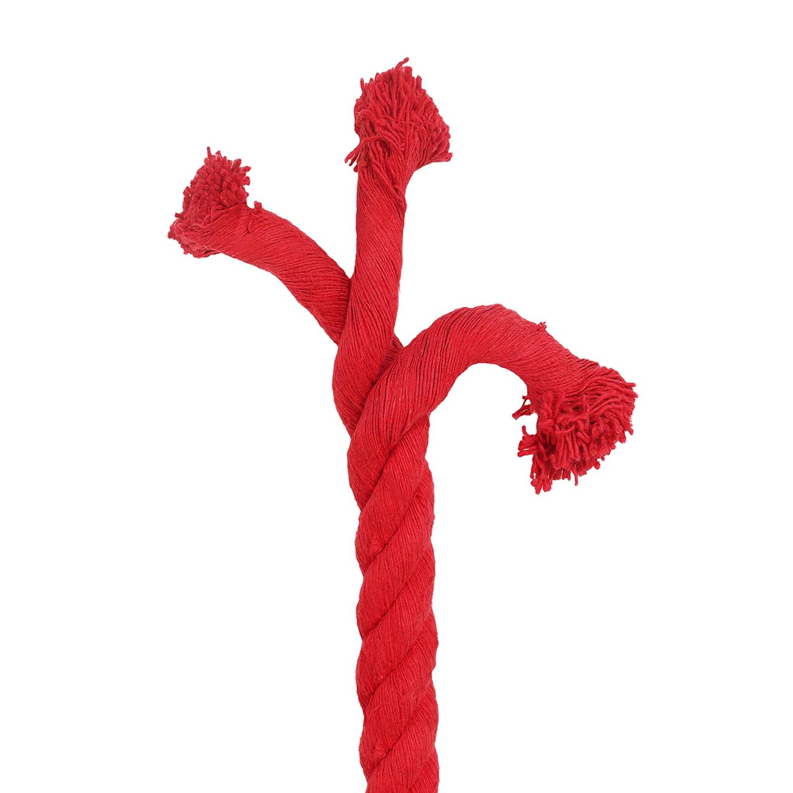 Corde en coton rouge à 3 plis - Diamètre : 3 mm - Longueur : 50 m - Corde polyvalente pour bricolage, maison, jardin, suspension, nœuds, camping, extérieur et atelier