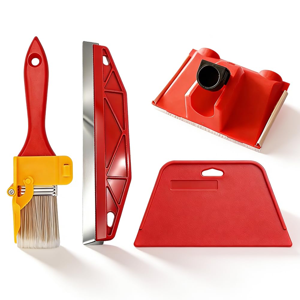 Vexthorion Red Paint Edger Tool 4Pcs,Cutting In Paint Tool, Cutting In Tools For Painting, Durable Edge Painting Tools,Plastic Scrapers Multifunctional Paint Trimmer Tool For Ceilings And Walls