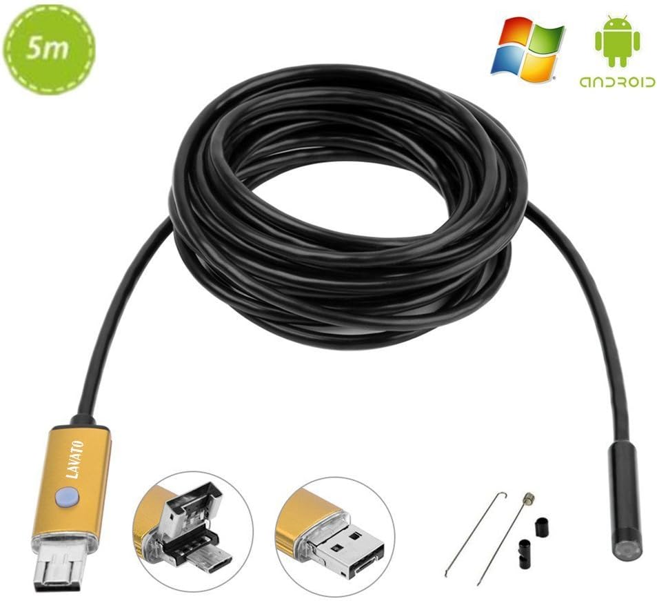Inspection Camera Smartphone USB Endoscope - 5M Gold 2 In 1 Android Endoscope Camera - Nioh's 5.5mm Waterproof OTG Micro USB Borescope with Mirror