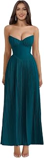 Strapless Bridesmaid Dresses for Women Long A-Line Ruched Satin Prom Formal Wedding Guest Dress