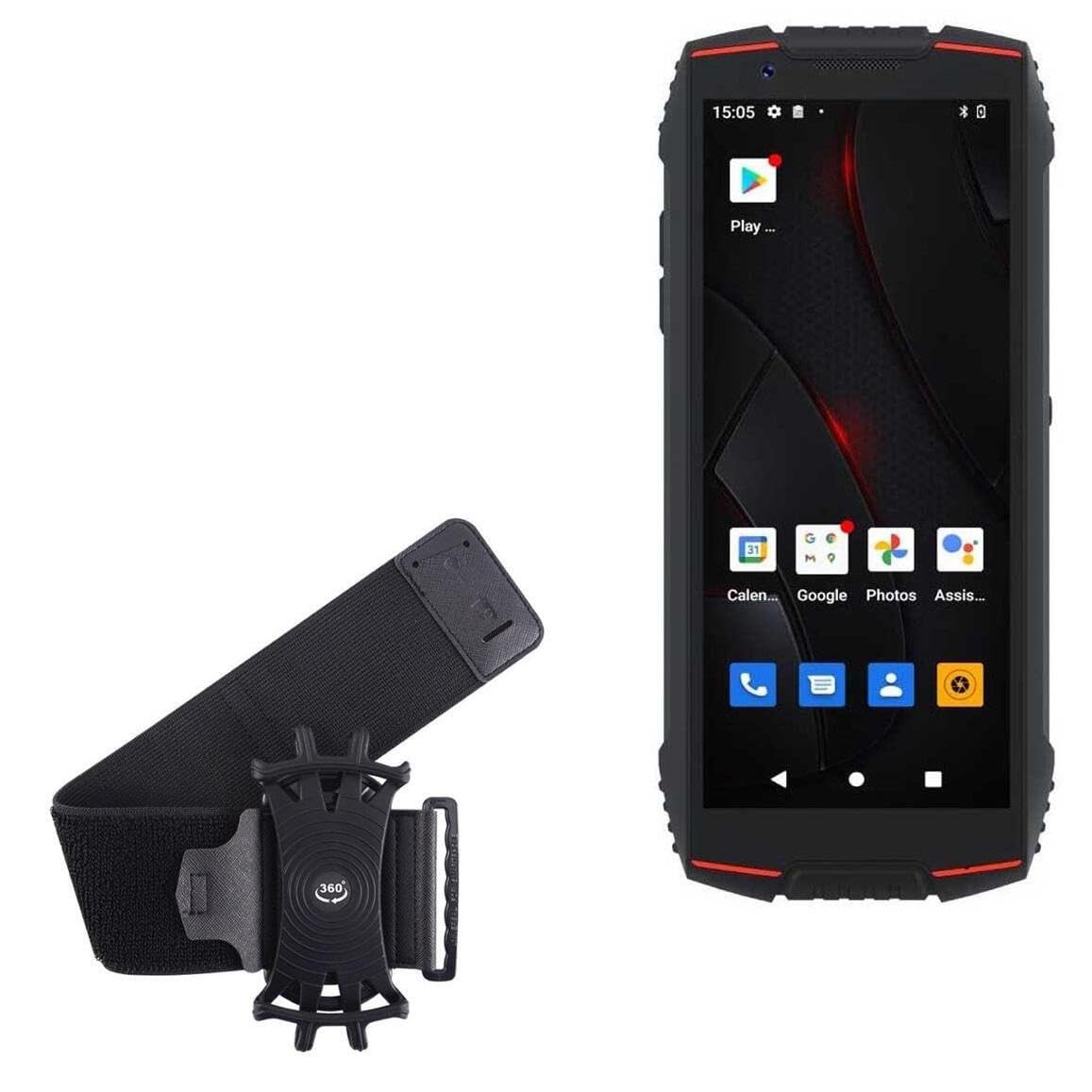 BoxWave Holster Compatible with Cubot Kingkong Mini 3 - ActiveStretch Sport Armband, Adjustable Armband for Workout and Running - Jet Black