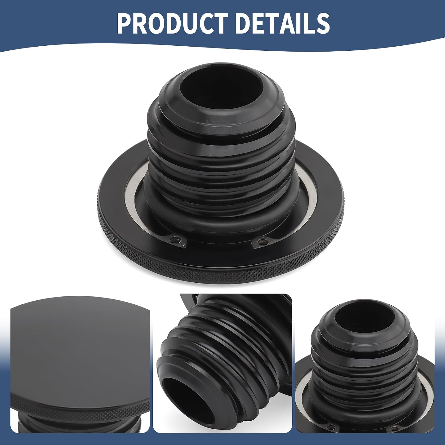 Motorcycle Vented Gas Cap Magnetic Anti-theft Fuel Tank Cap Knurled Fit For BMW R18 100 Years Classic Transcontinental R18B 2020-2023+ (Black)