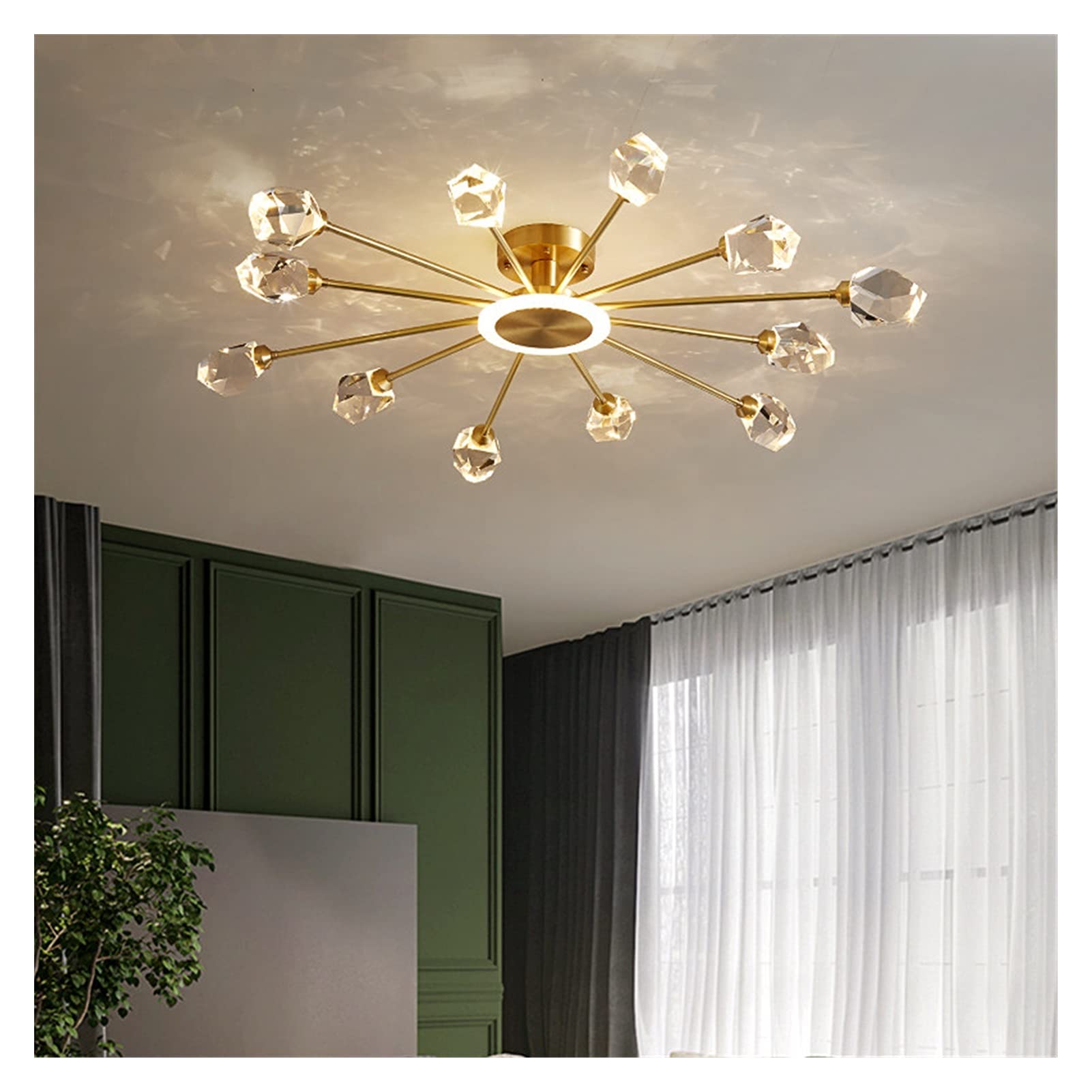 Brass Ceiling Lamps Dining Room Kitchen Fixture Led Ceiling Lights Bedroom Lighting Crystal Lampshade Ceiling Light Living Room
