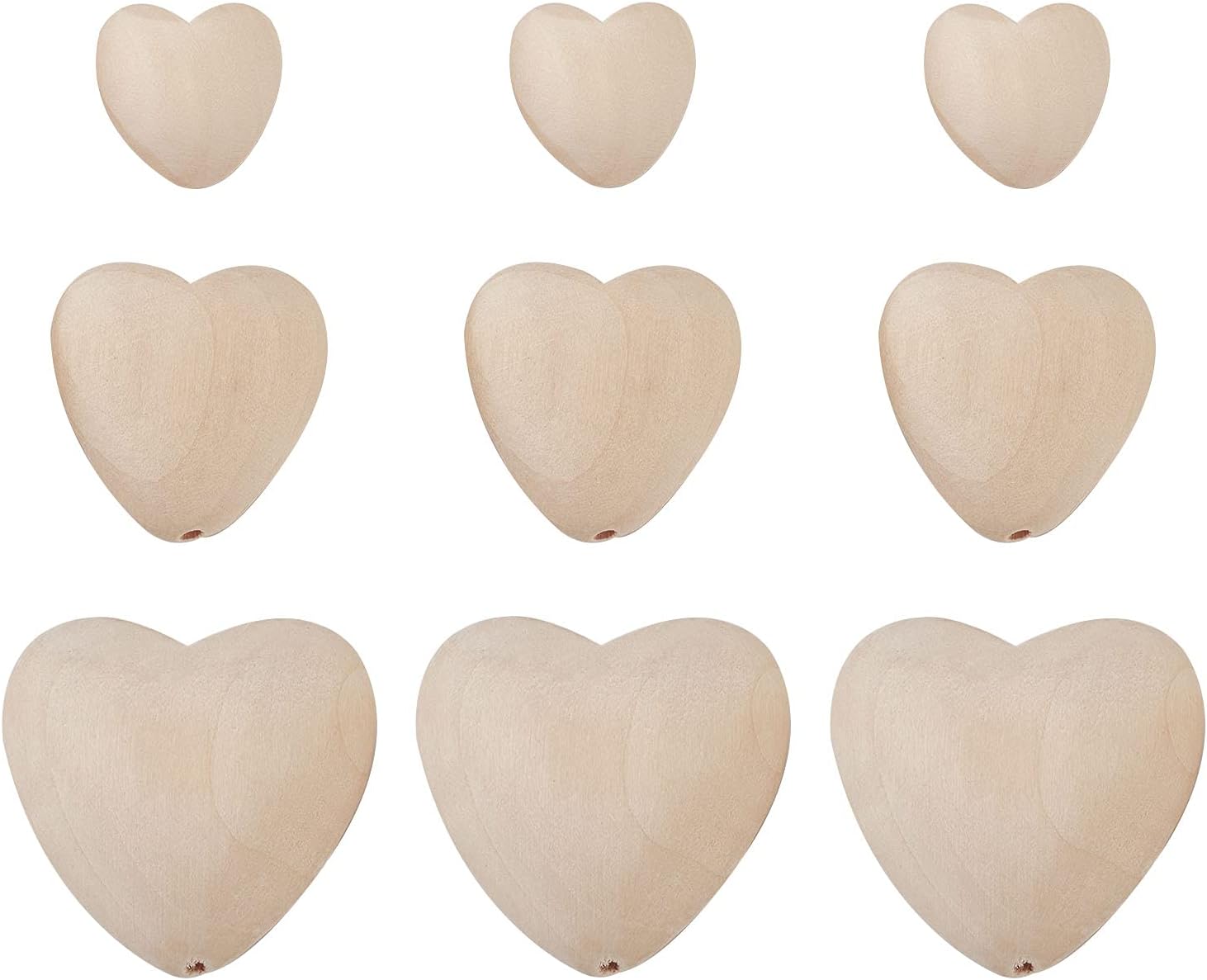 Cheriswelry 60pcs Chinese Cherry Wood Beads Heart Shape Undyed Flat Beads Unfinished Wooden Loose Spacer Beads Burlywood Handcraft Beads for Earring Bracelets Necklace Jewelry Making Home Decoration