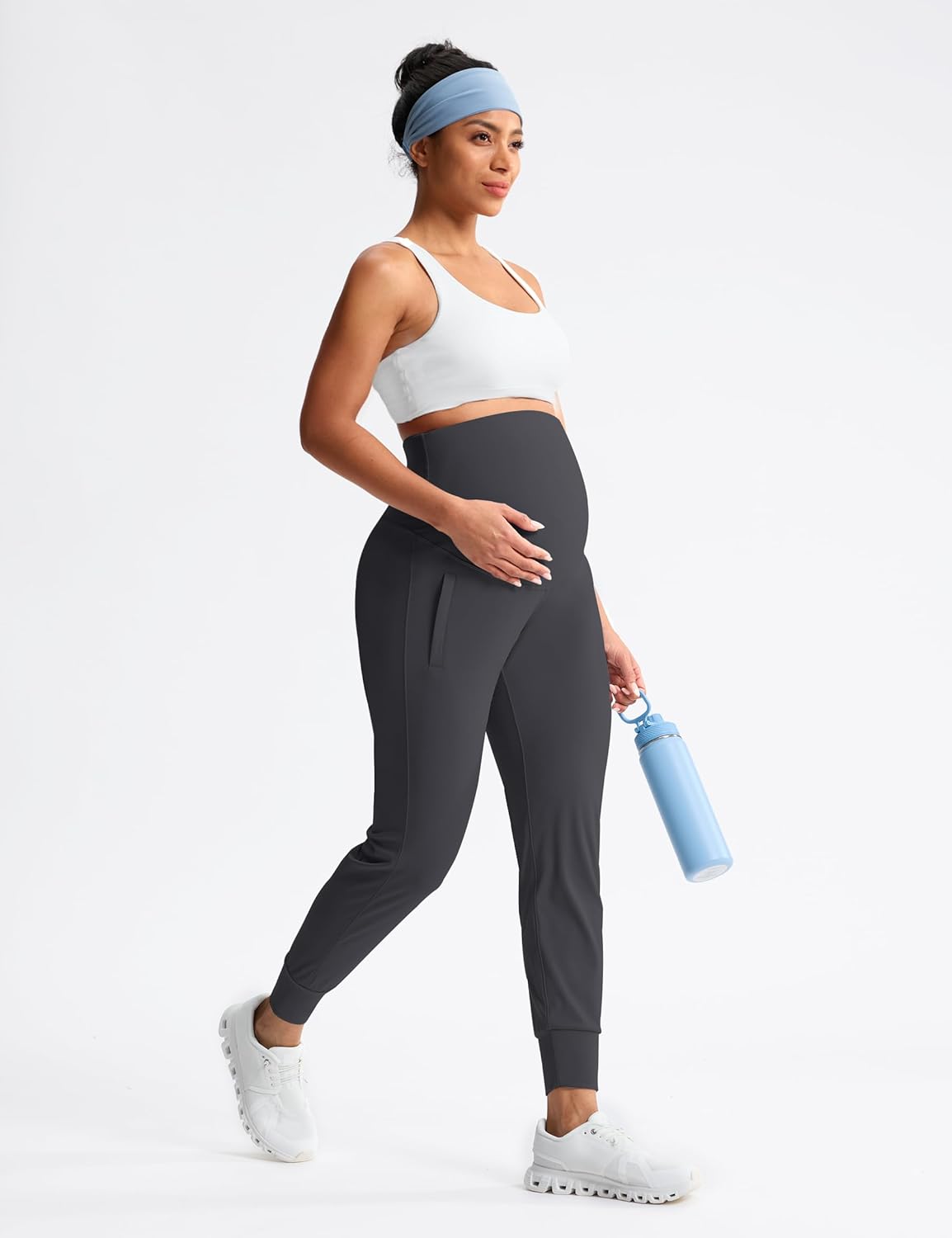 Mama Land Maternity Joggers with Pockets Over The Belly Buttery Soft Pregnancy Pants for Yoga & Activewear - Image 2