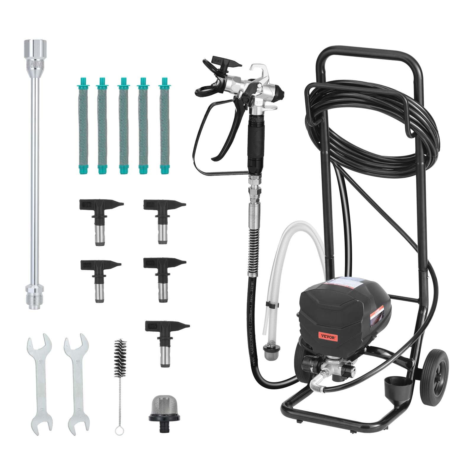 VEVOR Pulvérisateur de Peinture sans Air sur Pied – 650 W, 3000 PSI, avec chariot et accessoires pour décor intérieur