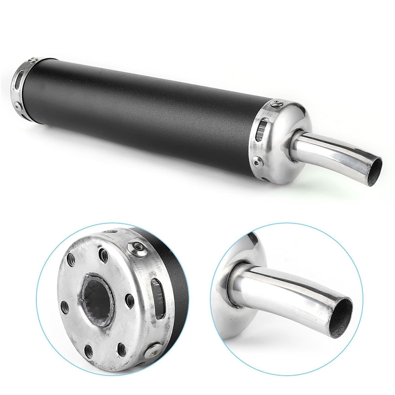 Tubo del silenziatore di scarico per moto da 20 mm / 0,8 pollici, silenziatore di scarico in???acciaio inossidabile Parti di modifica del silenziatore per moto a 2 tempi (nero) Accessorio di ricambio