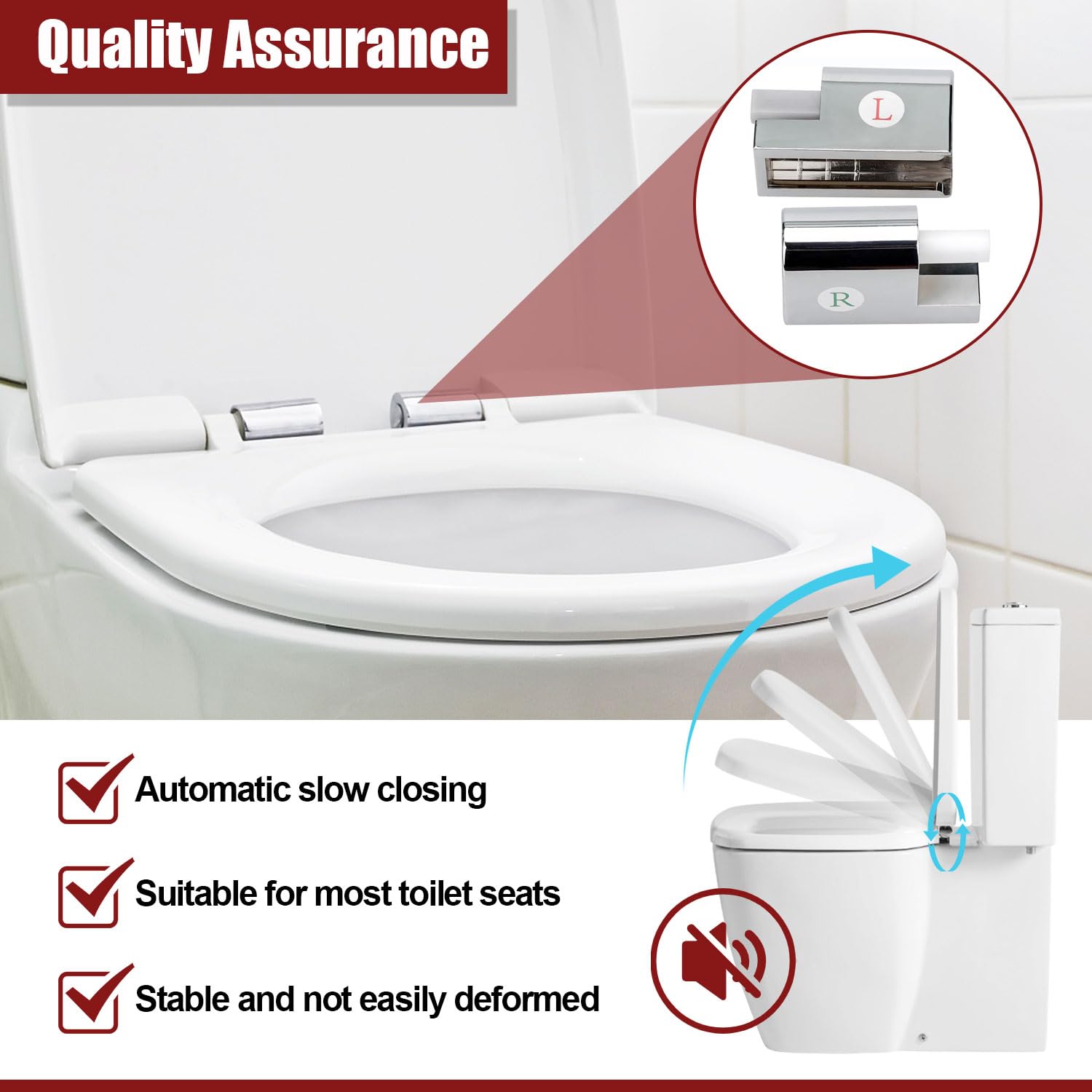 Lot De 8 Fermetures à Glissière Pour WC, Fixation De La