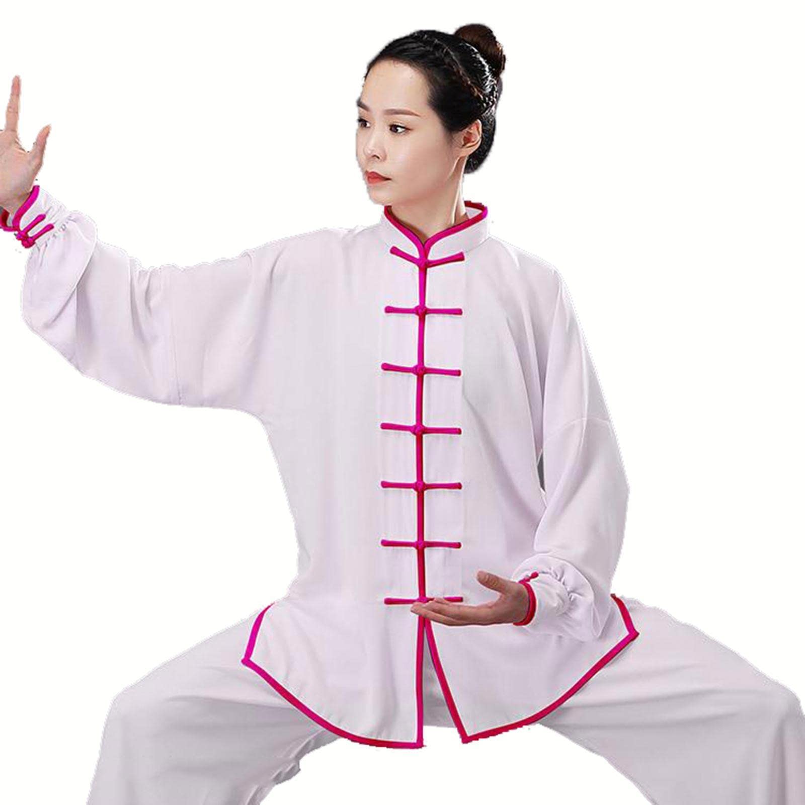 Cinese Kung Fu Vestiti Tai Chi Wing Chun Abbigliamento Arti Marziali Uniformi Taekwondo Formazione Panni Per Uomini Donne, Bianco 3-S