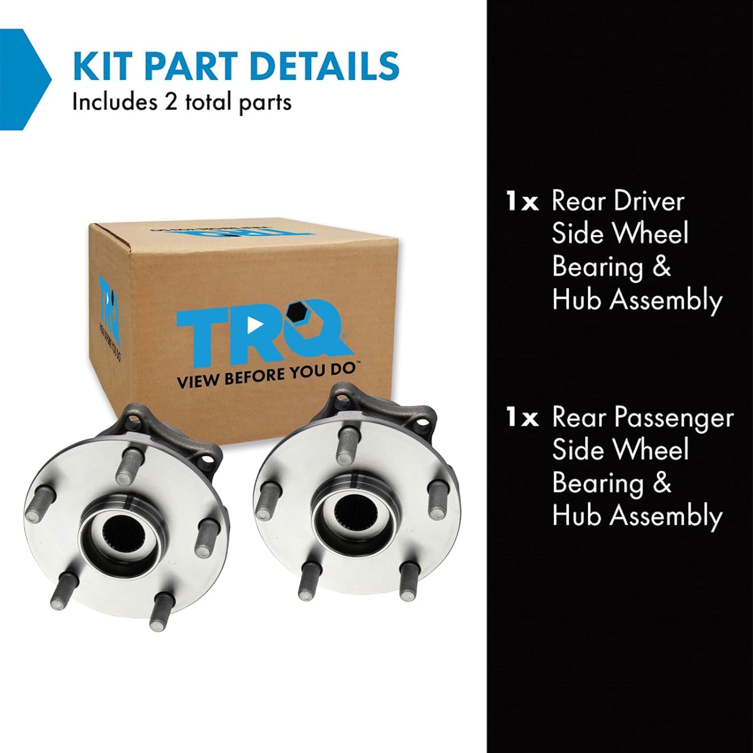 TRQ Rear Driver and Passenger Side Wheel Bearing and Hub Assembly Set 2 Piece Compatible with 15-21 Subaru Legacy 15-21 Outback 15-19 WRX 15-16 WRX STI 2019 WRX STI 19-21 Ascent 2019 Forester - Image 2
