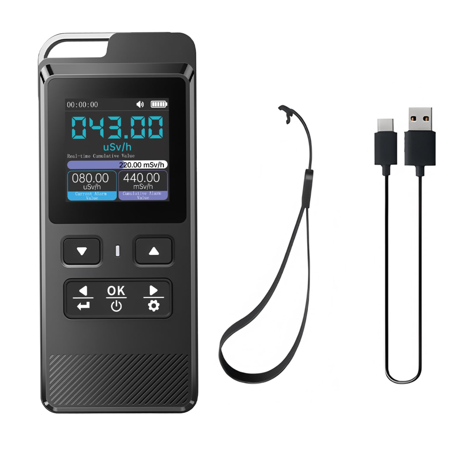 Nuklearstrahlungsdetektor GC-02 Geigerzähler Dosimeter mit Zeitüberwachung und Datenspeicherung, Strahlungsdetektor zur Messung von Radioaktivität, Beta Gamma Röntgenstrahlung