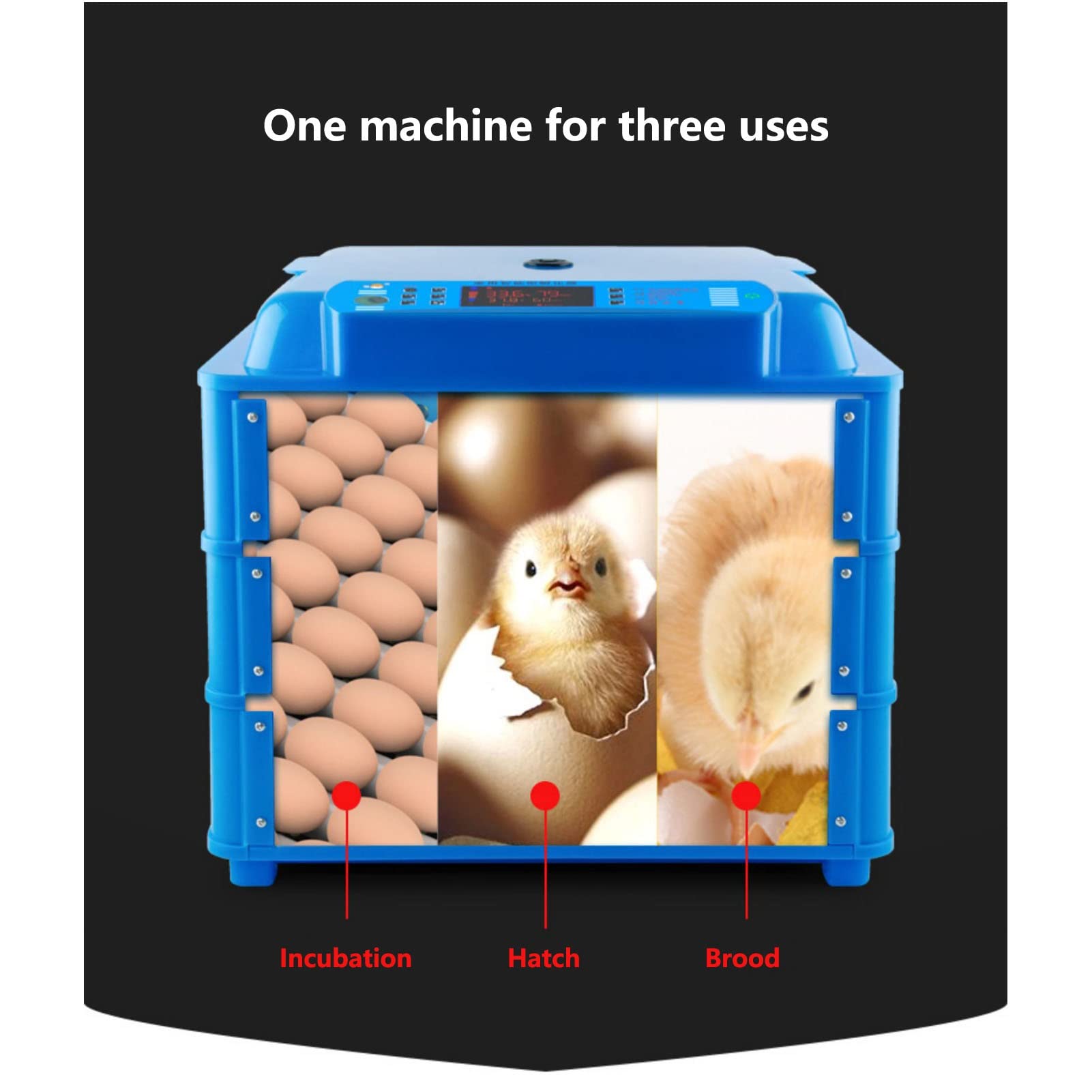 Incubadora Automática De Huevos con Volteo, Criadora De Pollitos Totalmente Automática, Máquina Incubadora Ajustable para Incubar Huevos De Pavo, Ganso Y Codorniz.,128 Pieces
