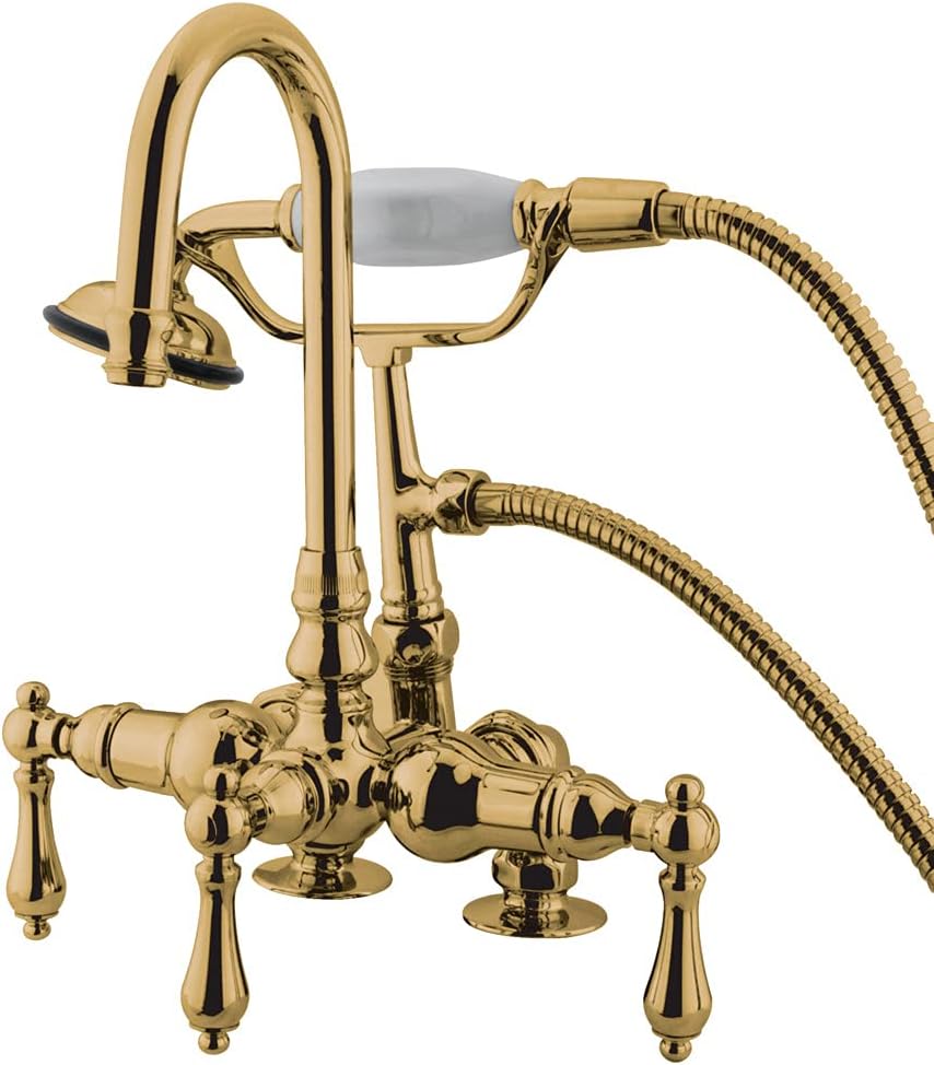 Kingston Brass CC13T5 Vintage 3-3/8-Inch Deck Mount Tub Faucet with Hand Shower, Oil Rubbed Bronze