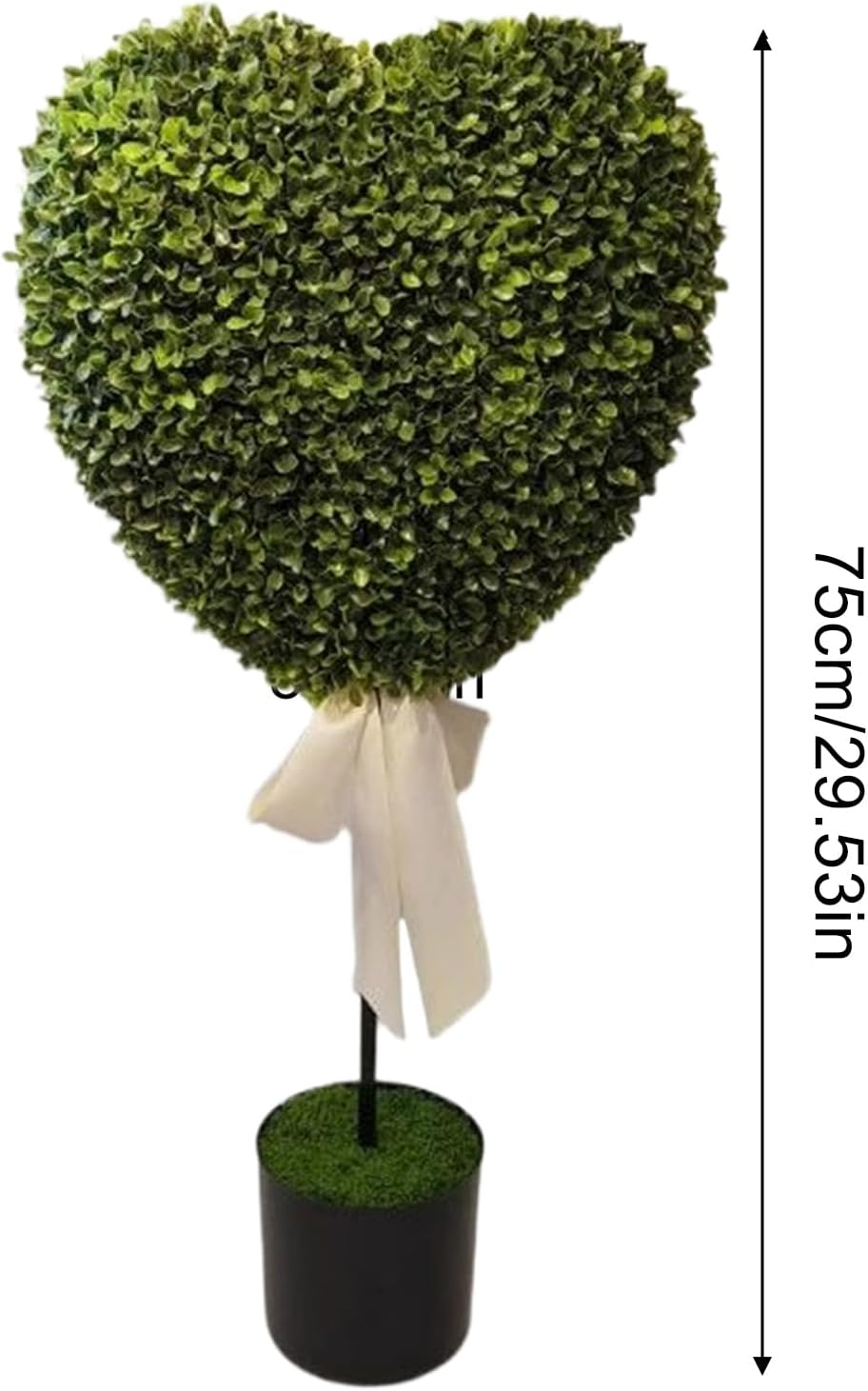 Boxwood Topiary - Valentines Heart Fake Planter, 10-Inch Small Faux Green Potted Plant with Base, Lifelike Artificial Leaves with Elegant Design Indoor Outdoor Decor for Living Room Porch Window