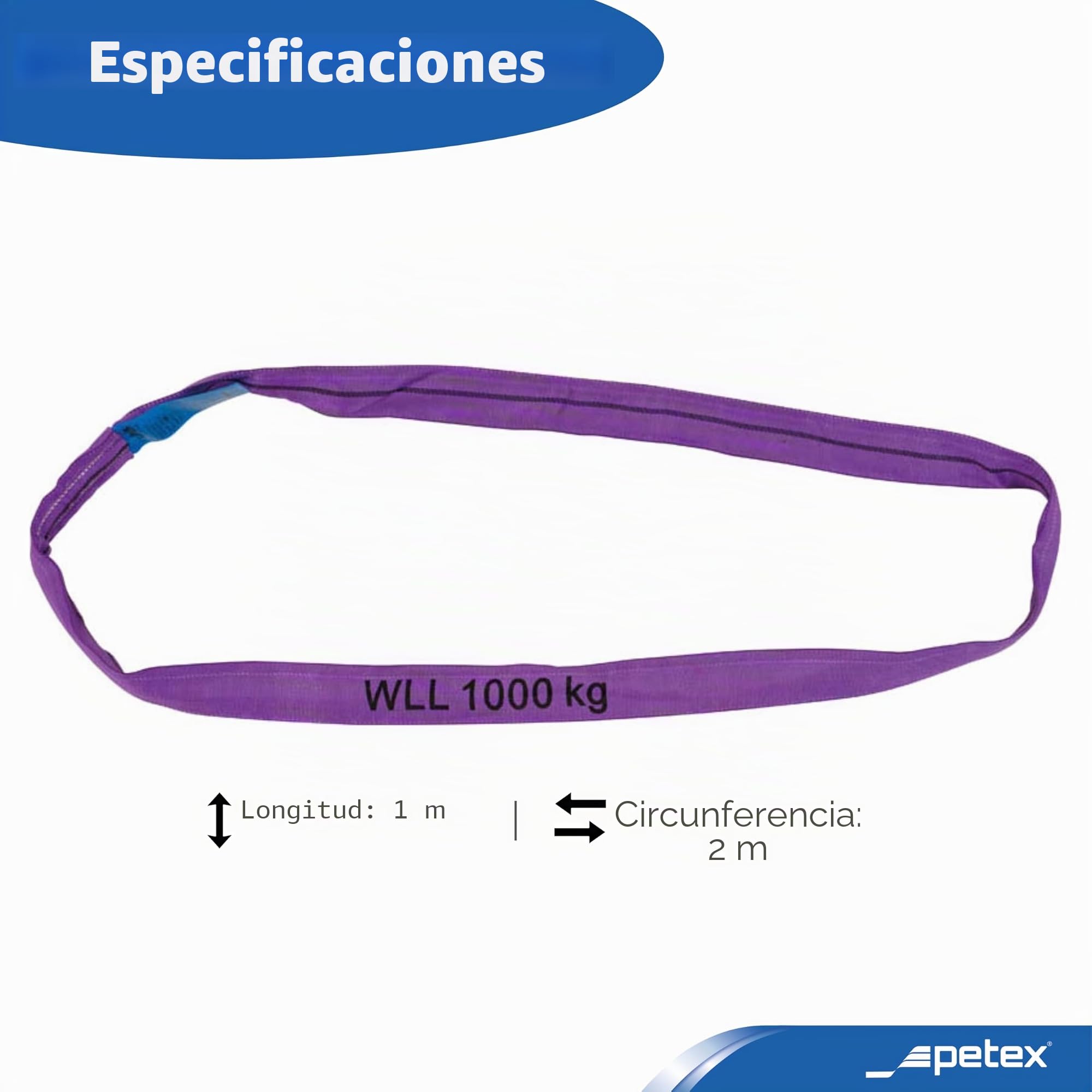 PETEX WLL Eslinga redonda 1000 kg 1 m DIN EN 1492-2 morado