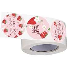 500Counts Round Thank You Sticker Strawberry Thank You Label for Seal Envelope Card Cupcake Valentines Wedding Supply Label
