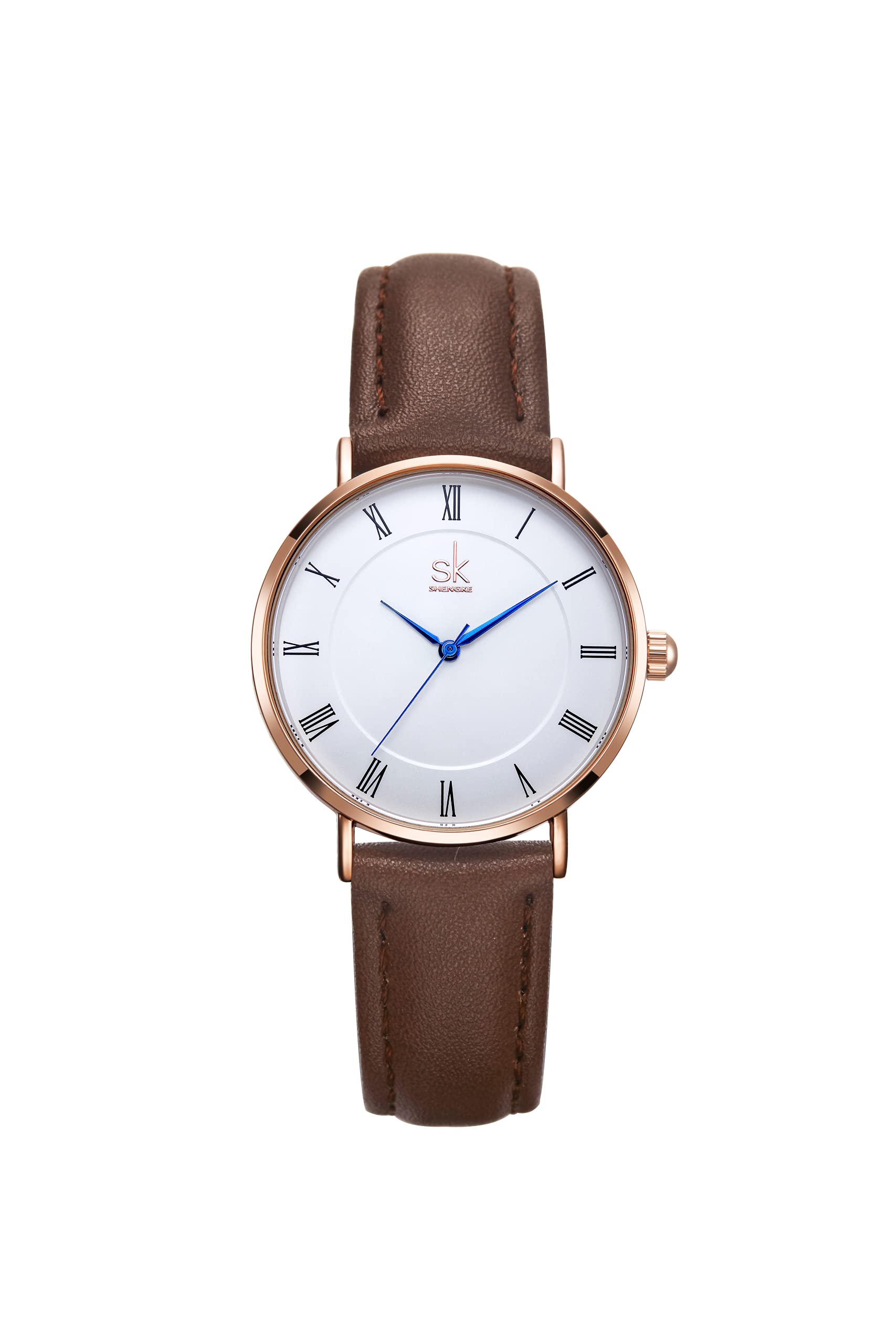 SHENGKE Analogue Womens White Dial Watch - 11K8059L03SK (Brown Strap) (B09CG6141Q) Amazon Price History, Amazon Price Tracker