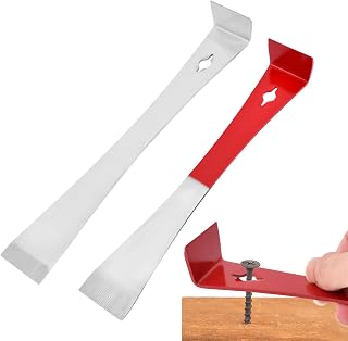 2pcs Flat Pry Bar, Stainless Steel Pry Bar Scraper Set, Pr-y Tool Mini Crowba-r Tool, Nail Puller Carpentry Tools, Multipurpose Tool for Scraping Pulling Lifting Kitchen Remodel(COLOR:Red + Silver)