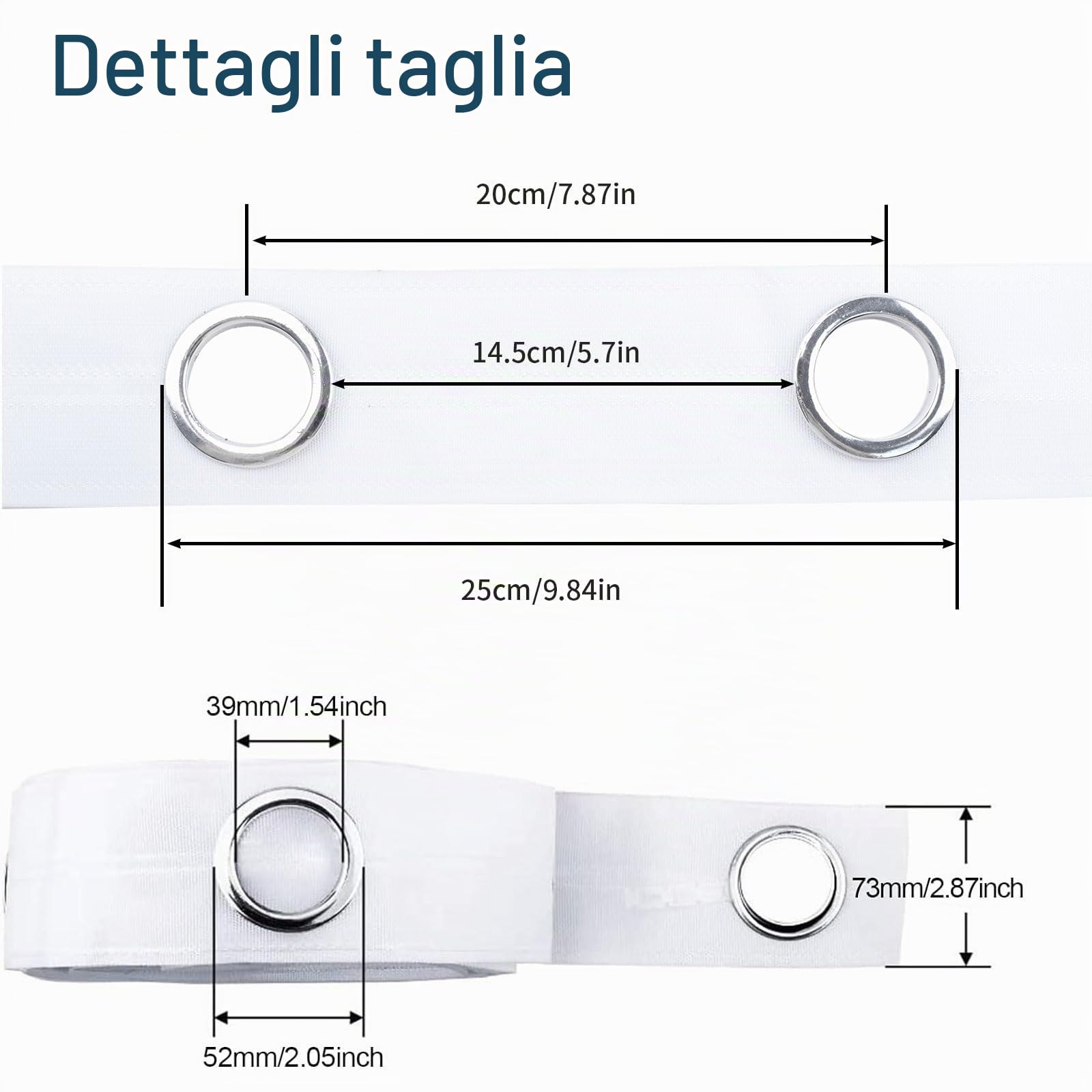 INCREWAY Nastro per tende, 10 m, per testata tende, decorazione fai da te, bianco, con occhielli