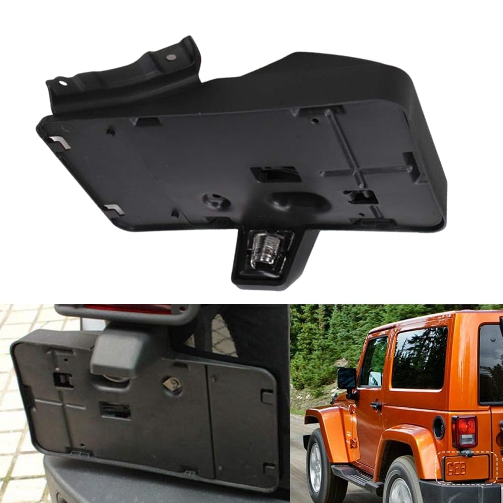 Support de plaque d'immatriculation FR&a-me avec lumière MASO Support de plaque d'immatriculation arrière compatible avec Jeep, compatible avec Wrangler JK JKU compatible avec Sahara Rubicon x Sport
