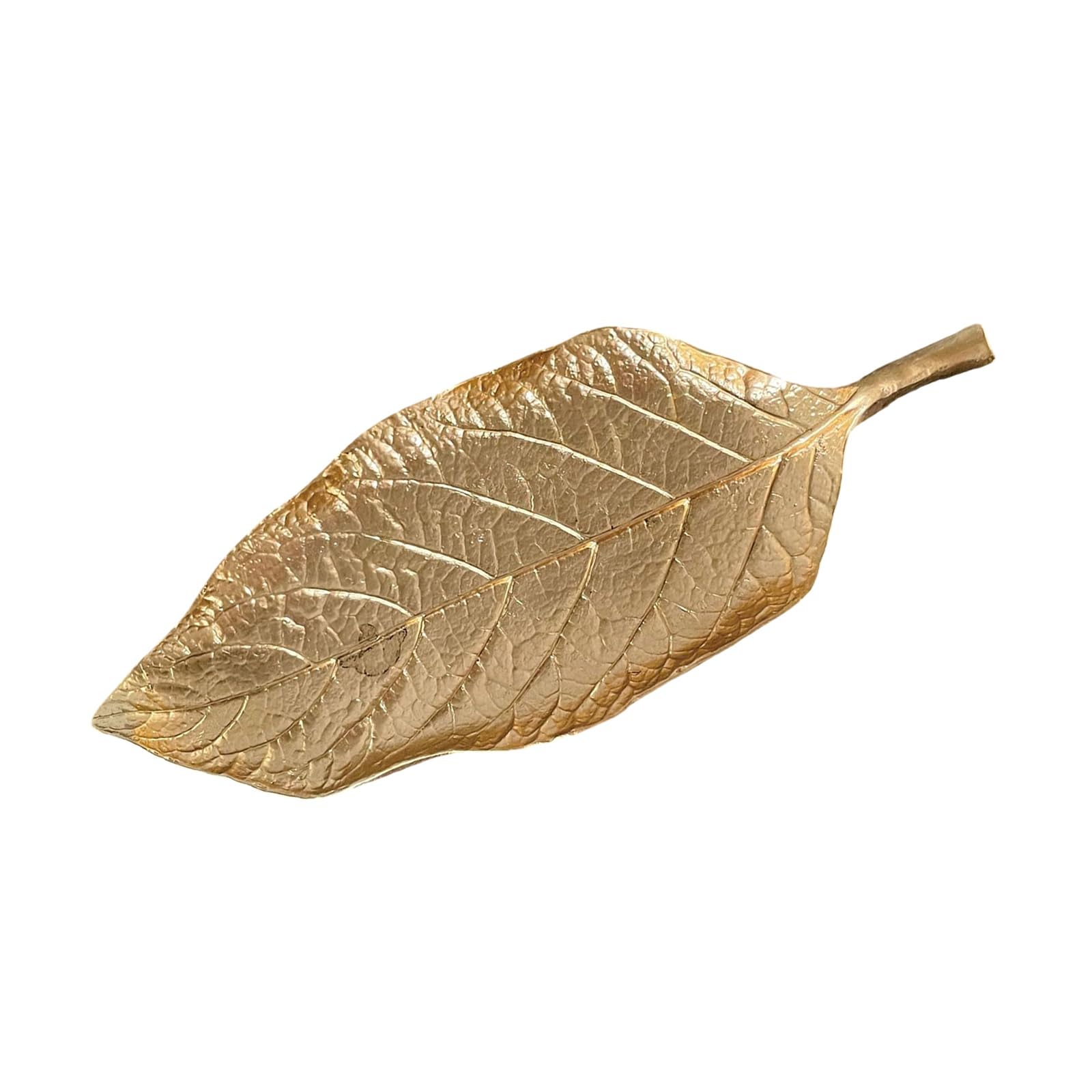 Bbajszx Artistic Handcrafted Golden Leaves Tray Ideal for Jewelry Display and Home Decoration Metal Construction Plate Metal Jewelry Tray