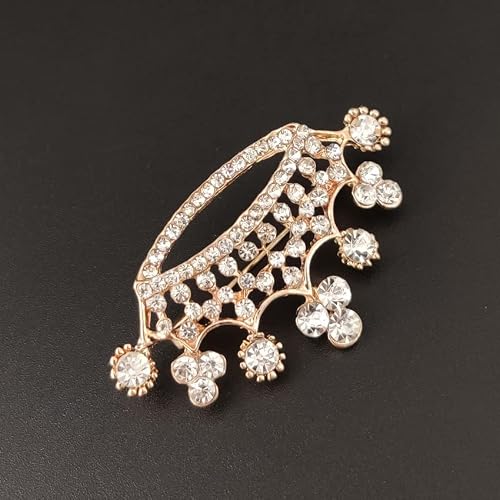 Crystal Rhinestone Princess Queen Crown Brooch Pin Tiara Crown Brooches For Women Girls Crown Tiara For Wedding Party/Banquet/Birthday (H) #TOP6