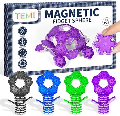 Fidget Sphere Toys of 20-Piece Set Hexagons Fun Executive Desk Toy Puzzles for Adults 14+ Years Old Boys and Girls-Fidget Blocks 3D-Purple Hexagon