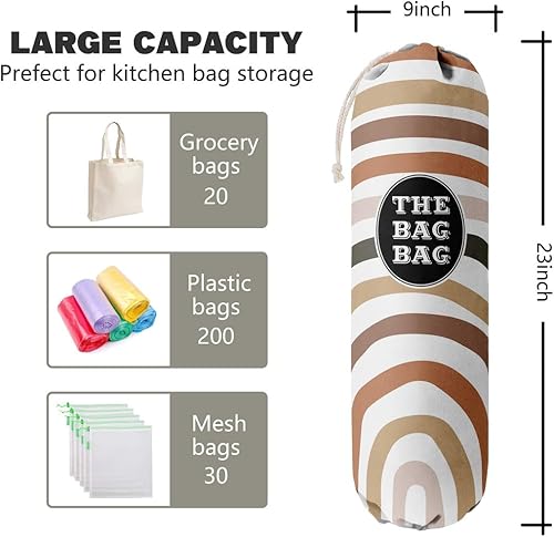 Miniatura 8 de Bolsa de comestibles, organizador rústico para bolsas de compras, bolsas de plástico de montaje en pared, dispensadores de contenedores de