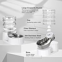 Vista 4 de RIZZARI Dispensador de tazón de agua para perros: alimentador de gravedad grande de acero inoxidable de 5 litros - a prueba de fugas - Tazón