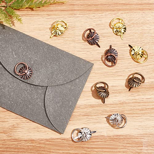 Image of GORGECRAFT 40PCS 4 Colors Metal Brad Fasteners with Pull Rings Mini Brad Paper Fasteners Scoreboard Handle Drawer Decoration Accessories for DIY Crafts Kitchen Bathroom Books