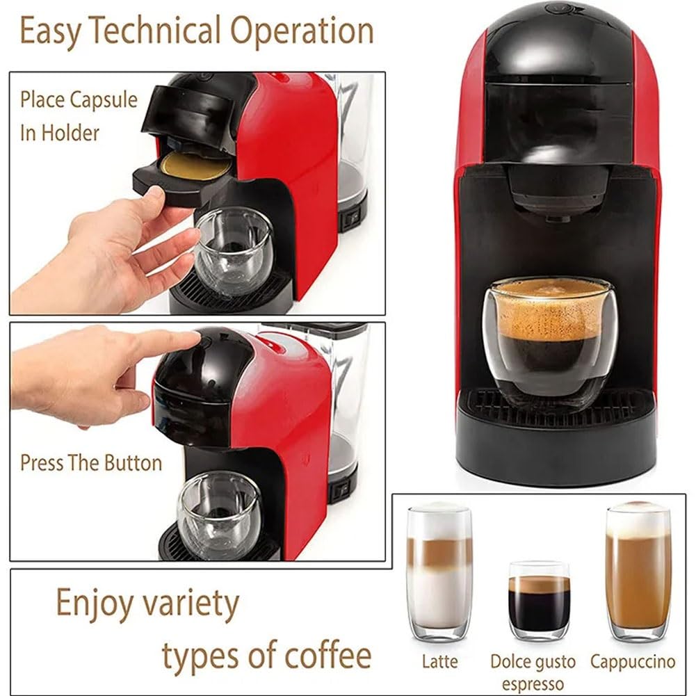 Cafetera de cápsulas de 15 barras, cafetera de cápsulas de 1400 W, 1 litro, máquina de capuchino de una sola porción para lattes y capuchinos