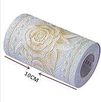 Vista 4 de Simplemuji Self Adhesive 5 Meters Green Peony 3D Peel and Stick Waterproof Wall Border Easy to Apply 4 Inch by 16.5 Feet