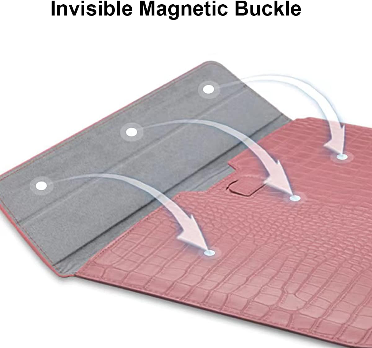 Crocodile Grain PU Leather Flap Style Laptop Bag Compatible for 13/13.6 inch MacBook Air/Pro 2025-2016 M4 M3 M2 M1 A3240 A3113 A2681 A2337 A2179 A1932, Other Brand 13-13.3 inch Laptop, Pink image 7 of 8 B0FC2TW3XH